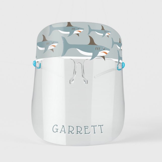 Cute Shark Pattern Personalized Face Shield (Front)