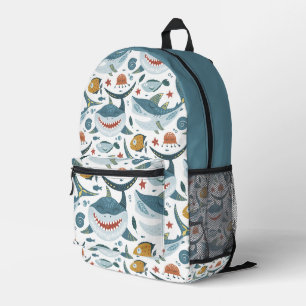 Cute Shark Pattern Printed Backpack