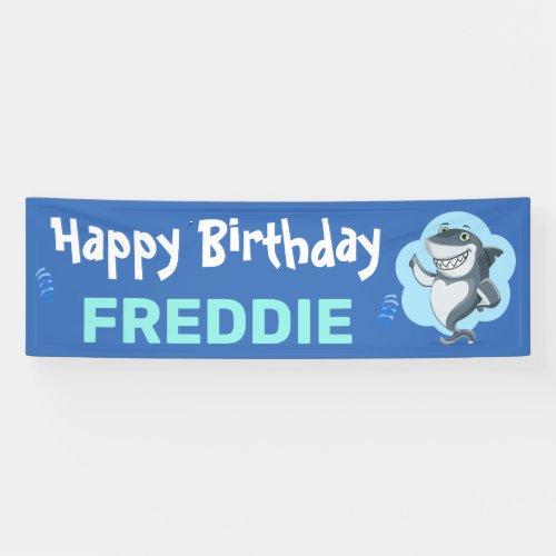 Cute Shark  Personalised Birthday Banner