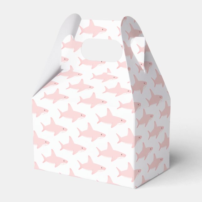 Cute Shark Pink White Favor Box (Front Side)