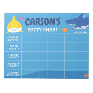 Cute Shark Potty Chart Personalized Name & Tasks Notepad