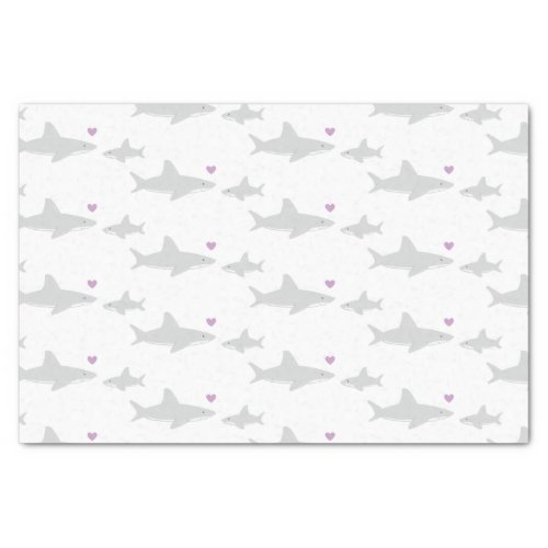 Cute Shark Purple Heart  Baby Shower Tissue Paper