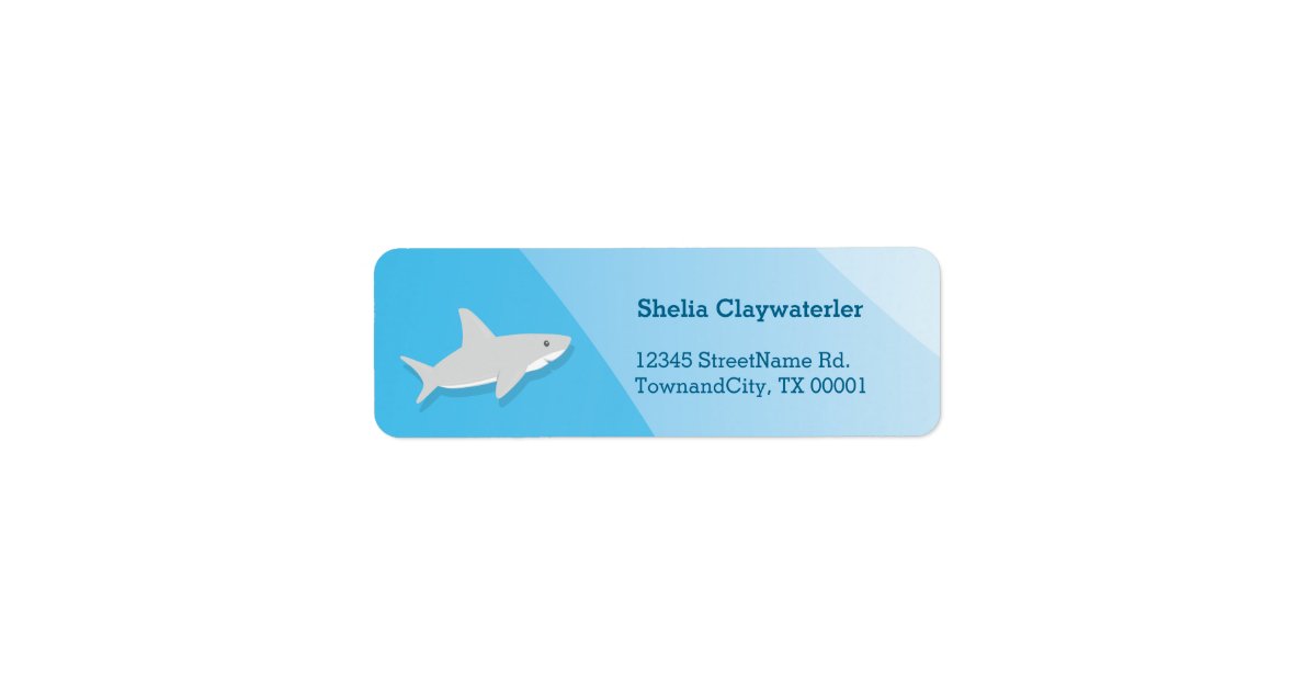 Cute Shark Return Address Label Zazzle