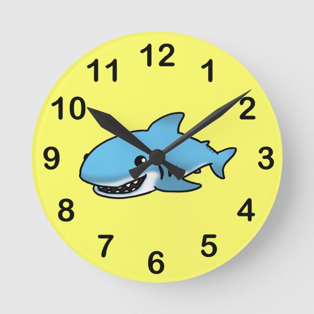 Cute shark round clock (Front)