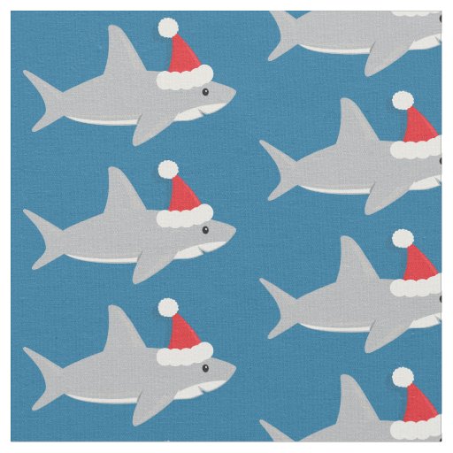 Cute Shark Santa Hat Christmas Fabric