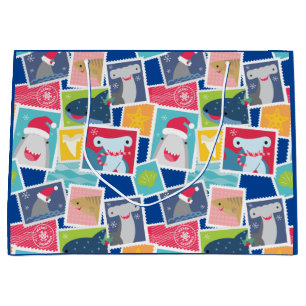 Cute Shark Species Christmas  Large Gift Bag