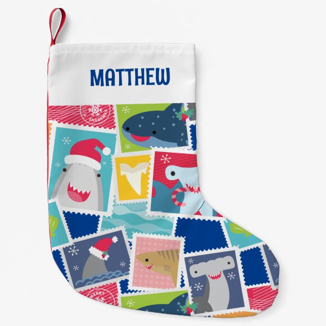 Cute Shark Species Christmas Small Christmas Stocking (Front)