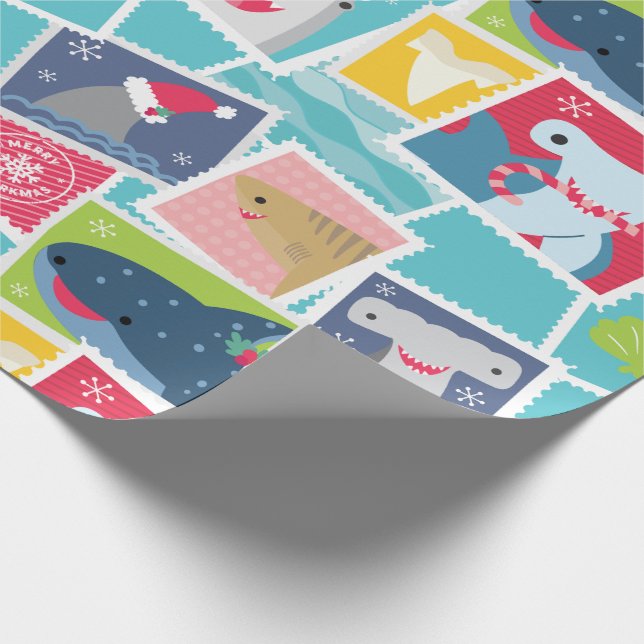 Cute Shark Species Christmas Wrapping Paper (Corner)