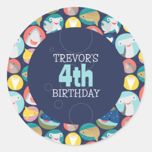 Cute Shark Species Classic Round Sticker