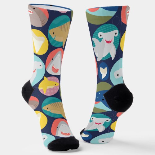 Cute Shark Species Crew Socks