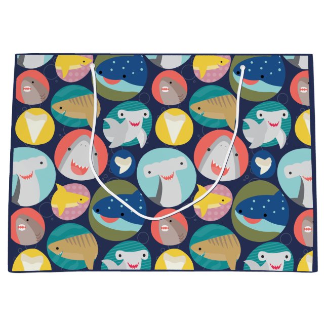 Cute Shark Species Large Gift Bag (Front)