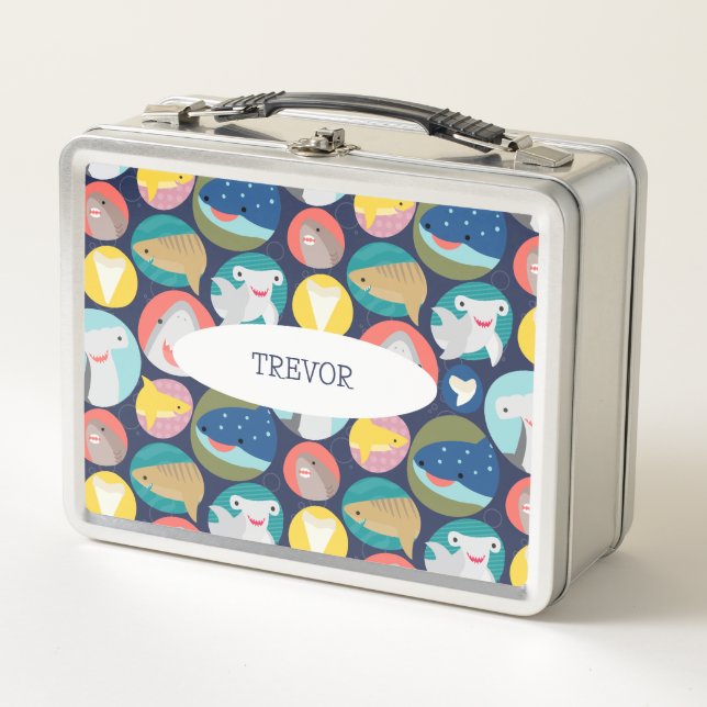 Cute Shark Species Metal Lunch Box (Front)