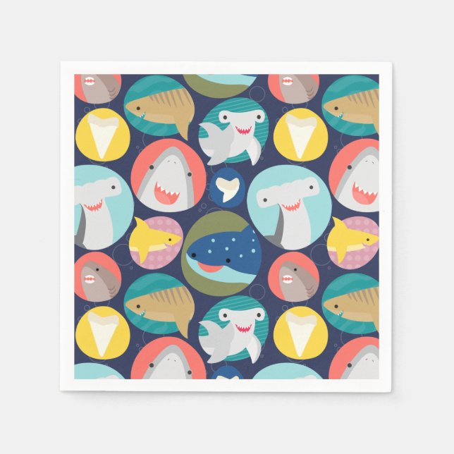 Cute Shark Species Napkins (Front)