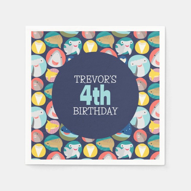 Cute Shark Species Napkins (Front)