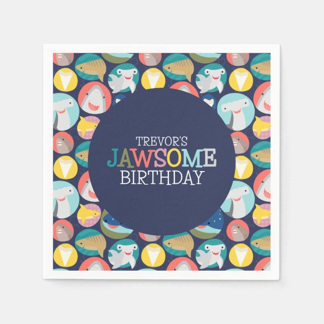 Cute Shark Species Napkins (Front)