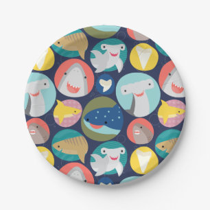 Cute Shark Species Paper Plates