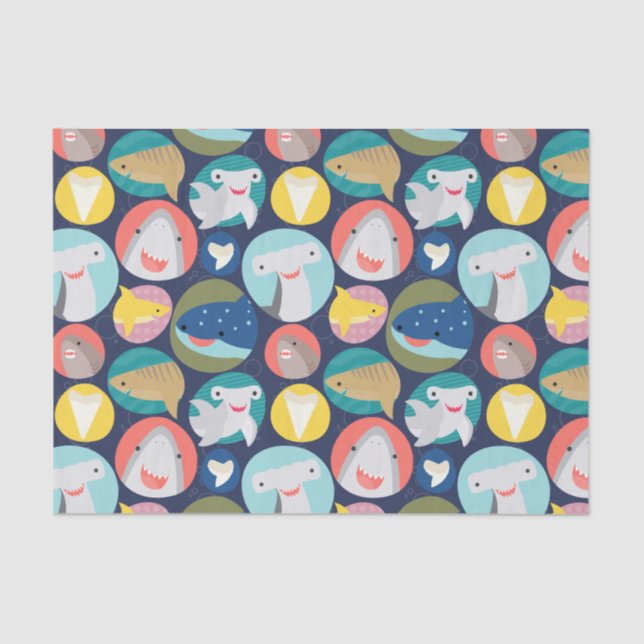 Cute Shark Species Tissue Paper (Front)