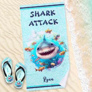 Cute Shark Summer Boy Beach Towel