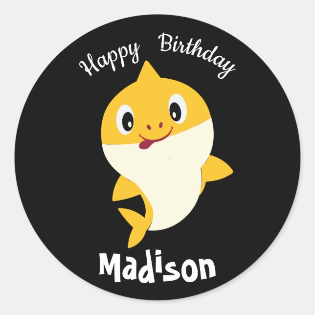 Cute Shark 🦈 Super Birthday Ocean  Great New Kids Classic Round Sticker (Front)