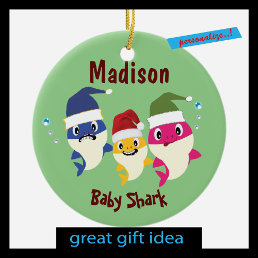 Cute Shark &#129416; Super Ocean Christmas Kids Fun Ceramic Ornament