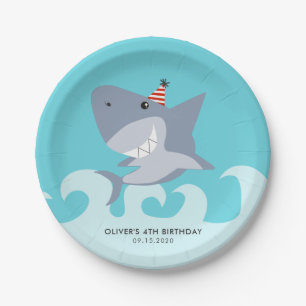 Cute Shark Theme Birthday Party Paper Plates