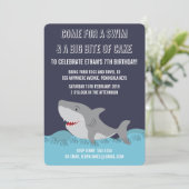 Cute Shark Theme Pool Party Boys Birthday Invite (Standing Front)