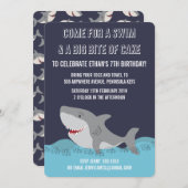 Cute Shark Theme Pool Party Boys Birthday Invite (Front/Back)