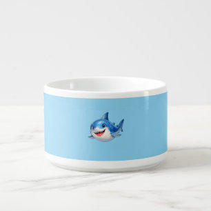 Cute Shark with Big Eyes Happy Ocean Animal Illust Bowl