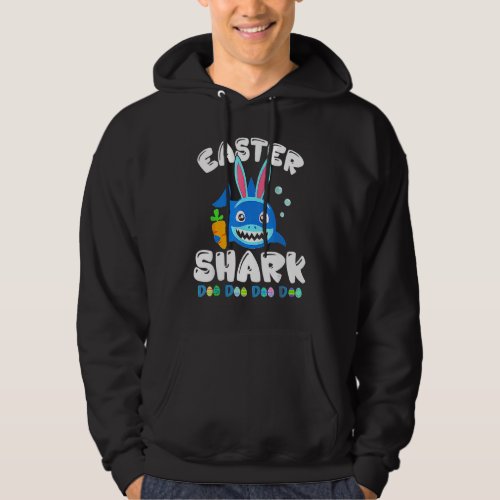 Cute Shark With Easter Basket And Bunny Ears Happy Hoodie