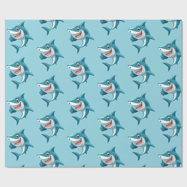 Cute shark wrapping paper (Flat)