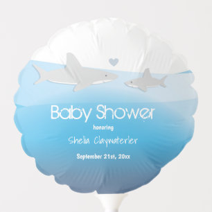 Cute Sharks and Ocean Baby Shower Balloon