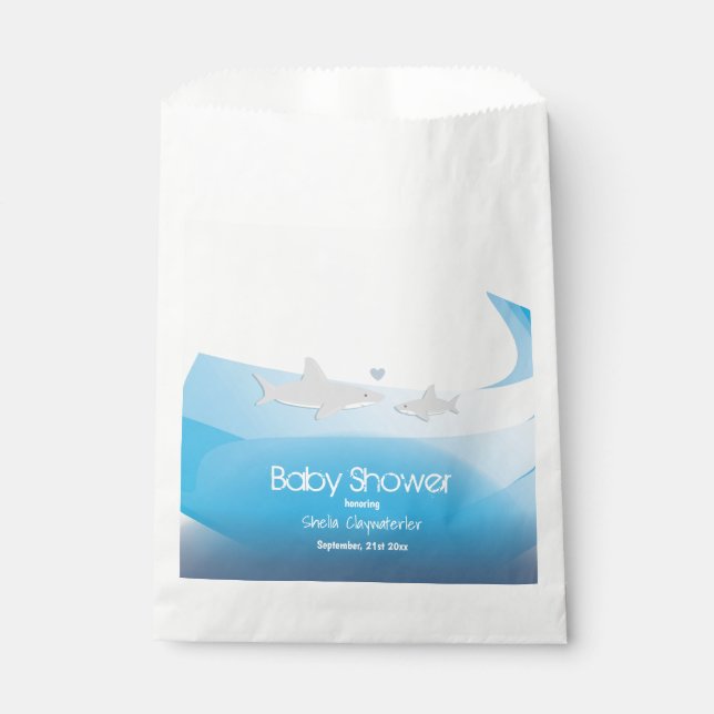 Cute Sharks and Ocean | Baby Shower Favor Bag (Front)