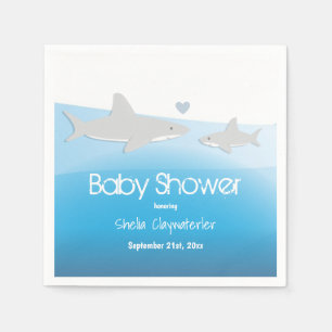 Cute Sharks and Ocean Baby Shower Paper Napkins