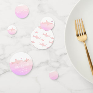 Cute Sharks and Ocean Pink White Baby Shower Confetti