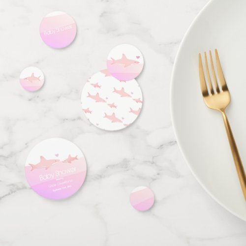 Cute Sharks and Ocean Pink White  Baby Shower Confetti