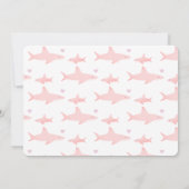 Cute Sharks and Ocean Pink White Invitation (Back)