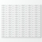 Cute Sharks Heart Green White Baby Shower Wrapping Paper (Flat)