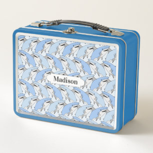 Cute Sharks Pattern custom name lunch boxes
