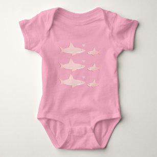 Cute Sharks Pink   Baby Bodysuit