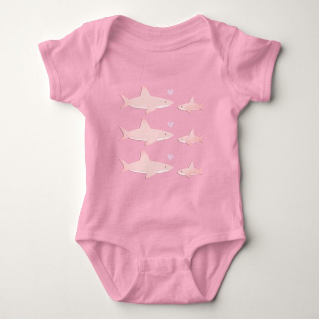 Cute Sharks Pink | Baby Bodysuit (Front)