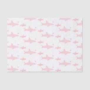 Cute Sharks Pink White   Baby Shower Tissue Paper