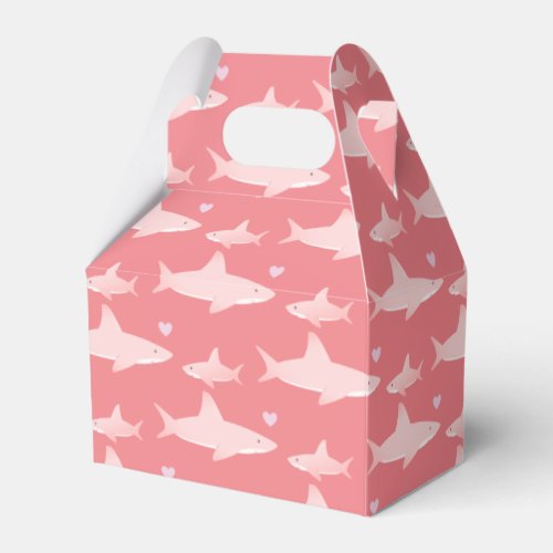 Cute Sharks Solid Pink Background  Baby Shower Favor Boxes