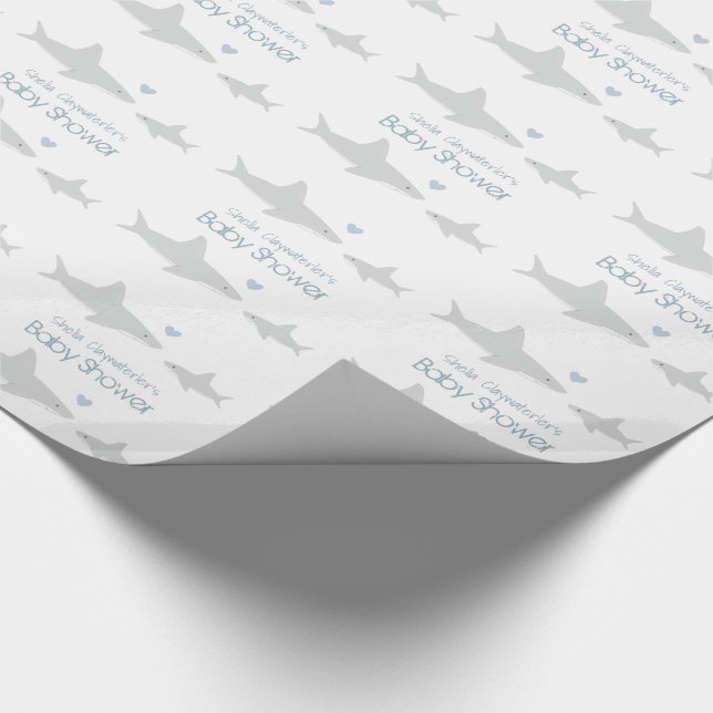 Cute Sharks with words | Shower Wrapping Paper (Corner)
