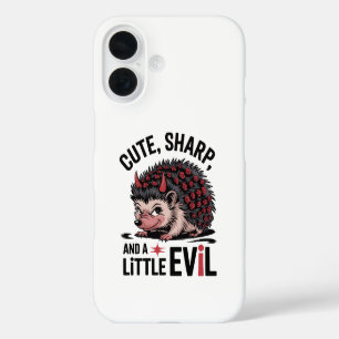 Cute, Sharp, and a Little Evil – Funny Hedgehog iPhone 16 Case