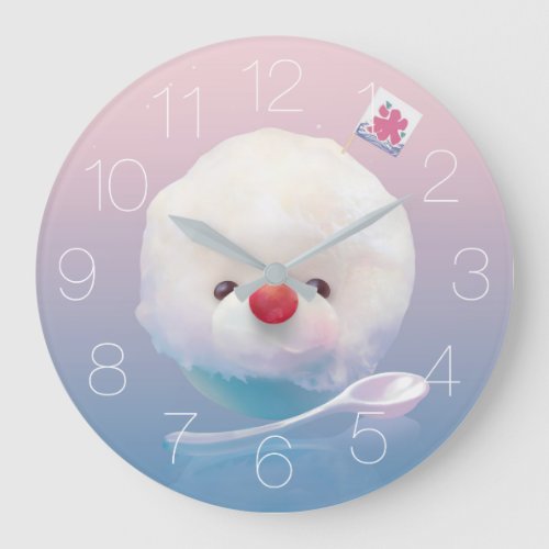 Cute Shaved Ice Dog Large Clock