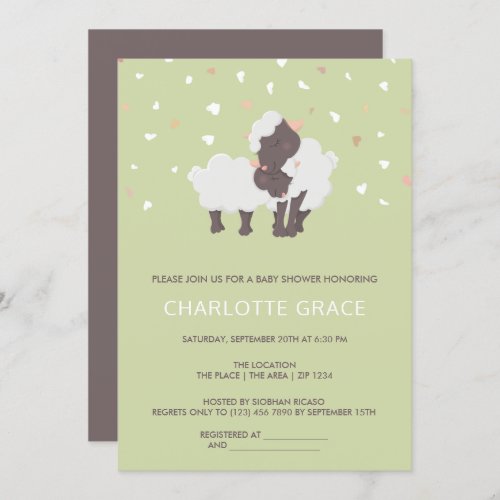 Cute Sheep And Lamb Personalized Baby Shower Invitation