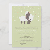 Cute Sheep And Lamb Personalized Baby Shower Invitation (Front)