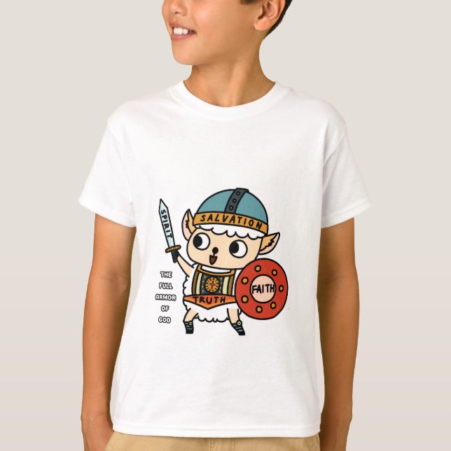 Cute sheep armor of God Tshirt for children (Front)
