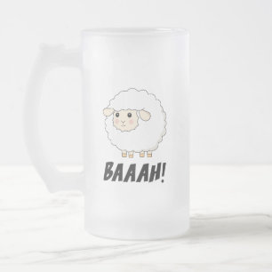 Cute Sheep Baaah Frosted Glass Beer Mug