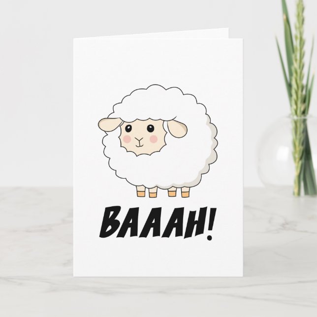 Cute Sheep Baaah Holiday Card (Front)